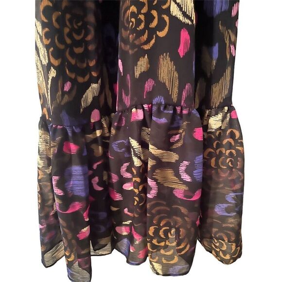 Kensie Women's Floral Print Belted Chiffon Flounce Midi Dress Size 2 - Picture 7 of 11